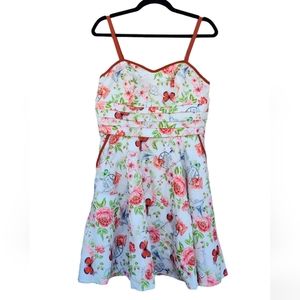 Unique Vintage Floral Butterfly Follow Your Heart Flare Dress with Pockets